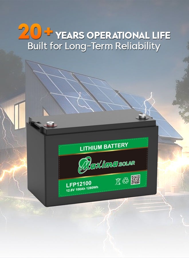 Maxima Lithium Battery 12V 100Ah SBM-LFP-12.8-LI-100 – LiFePO4 Deep Cycle, Long Life, Lightweight, Solar, RV & Backup Power Solution - Image 2